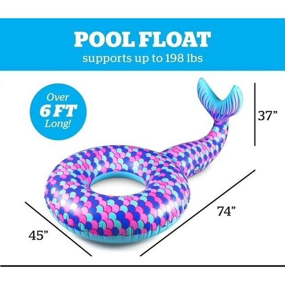 NIB BigMouth Inc Giant Blow Up Mermaid Tail Pool Float - Picture 2 of 5